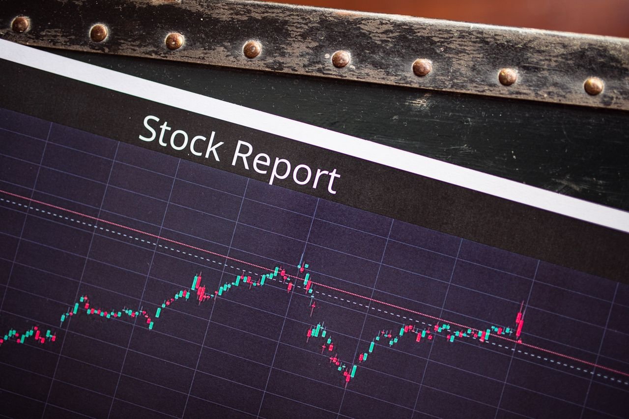 Detailed view of a stock report displaying a market performance graph with data trends.